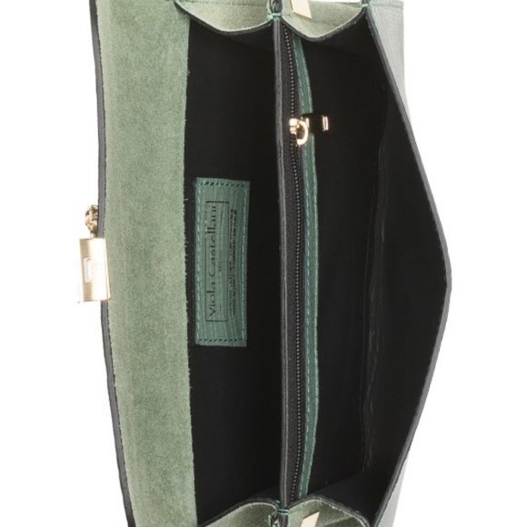 VIOLA CASTELLANI Made In Italy Leather Crossbody With Chain Strap - Picture 3 of 3